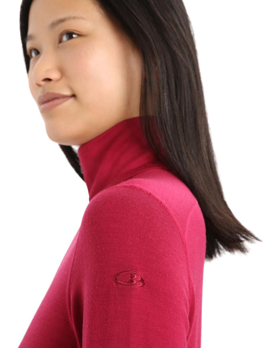 Women's Icebreaker Merino 260 Tech Long Sleeve Half Zip Thermal Top Base Layers Cherry | CA 1034CTVE